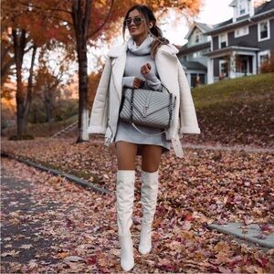 Zara Double-Faced Jacket Oversized White Faux
Suede Blogger Fave Moto Biker M
